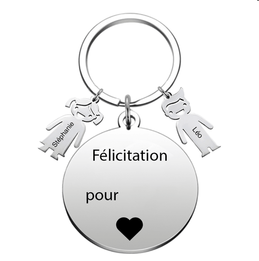 Porte-Clef Acier Inoxydable Félicitations Personnalisé - Les Bijoux de Marilou