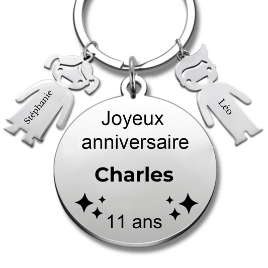 Le Porte - Clef "Joyeux anniversaire XXX 11 ans" - Prénom A Personnaliser - Les Bijoux de Marilou