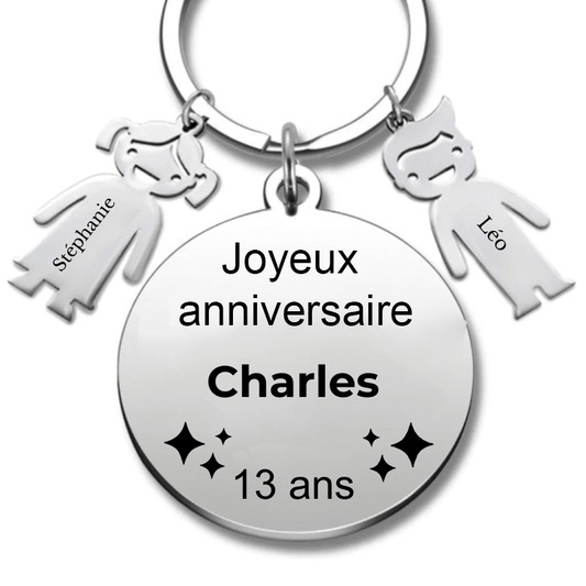 Le Porte - Clef "Joyeux anniversaire XXX 13 ans" - Prénom A Personnaliser - Les Bijoux de Marilou