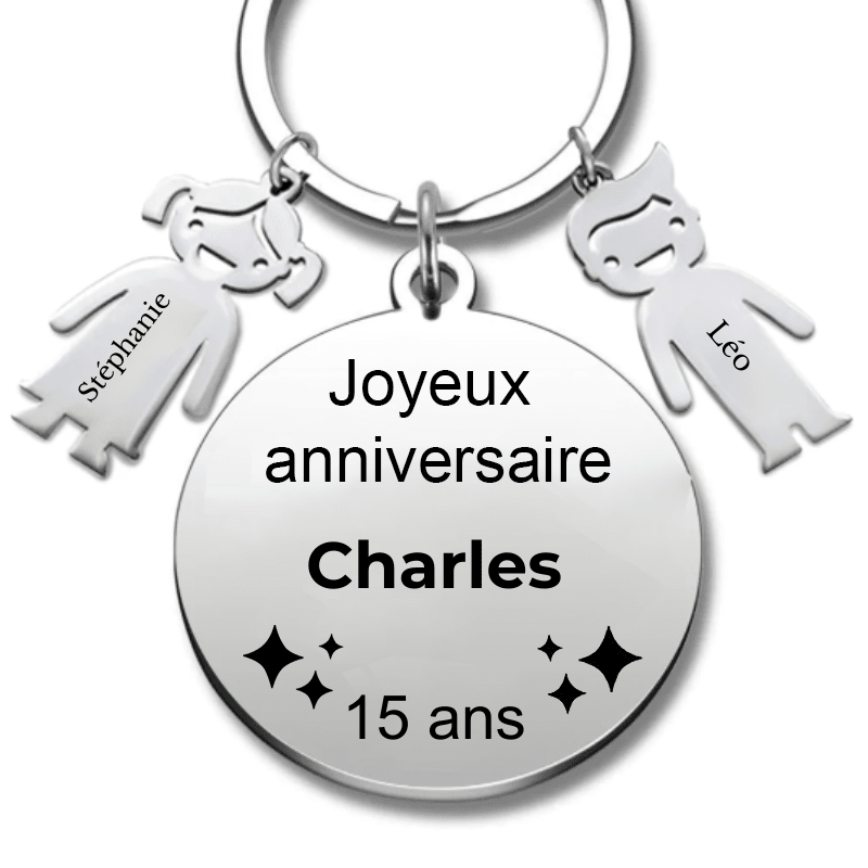 Le Porte - Clef "Joyeux anniversaire XXX 15 ans" - Prénom A Personnaliser - Les Bijoux de Marilou
