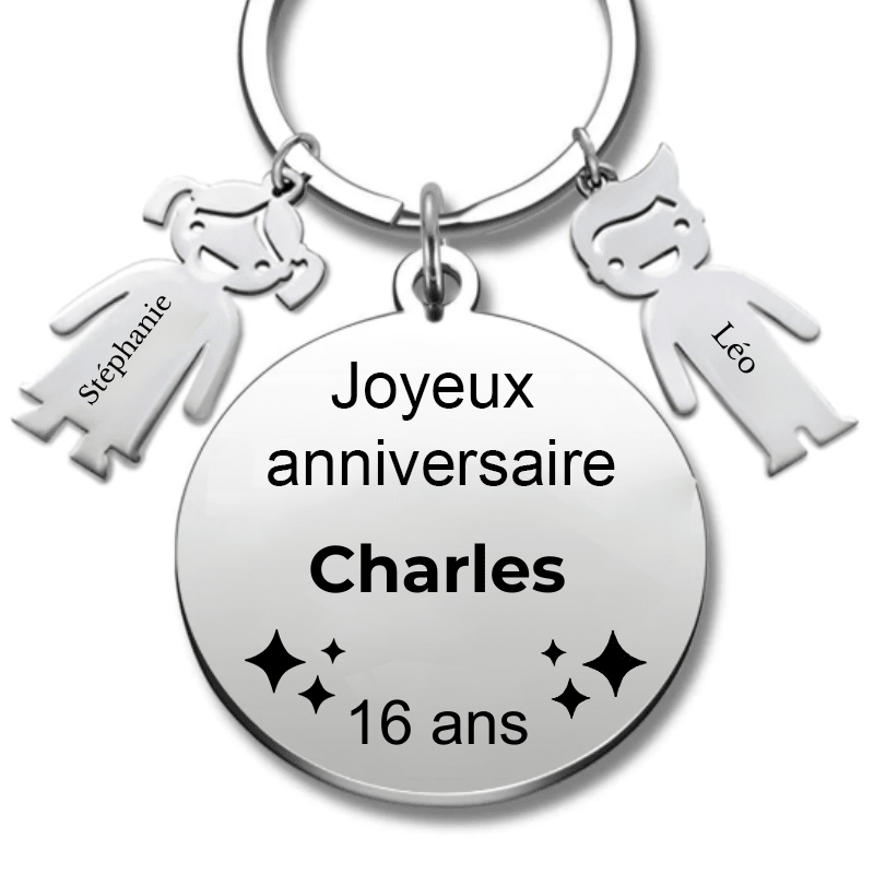 Le Porte - Clef "Joyeux anniversaire XXX 16 ans" - Prénom A Personnaliser - Les Bijoux de Marilou