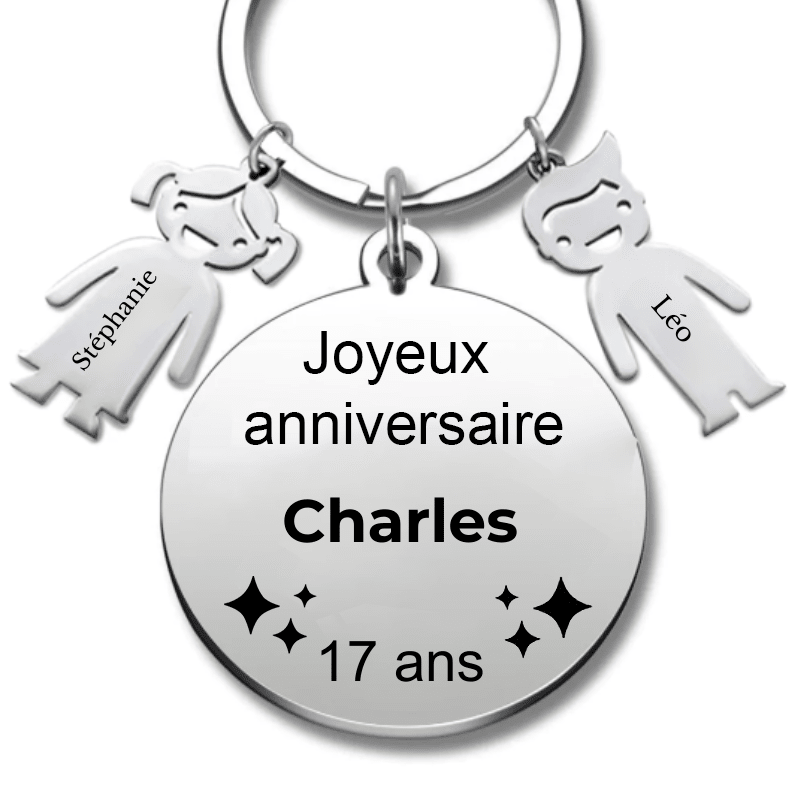 Le Porte - Clef "Joyeux anniversaire XXX 17 ans" - Prénom A Personnaliser - Les Bijoux de Marilou