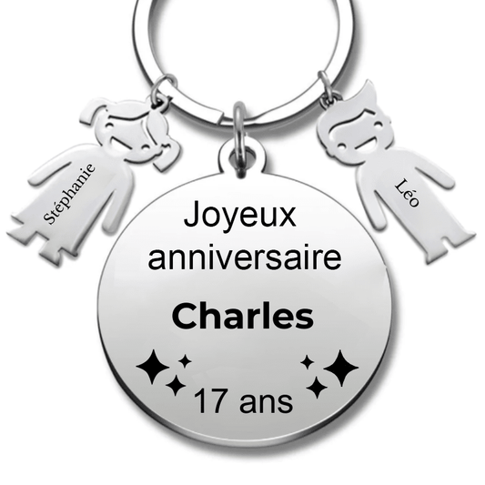 Le Porte - Clef "Joyeux anniversaire XXX 17 ans" - Prénom A Personnaliser - Les Bijoux de Marilou