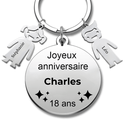 Porte-Clé Joyeux Anniversaire 18 Ans — Gravé Personnalisé