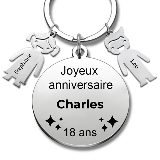 Le Porte - Clef "Joyeux anniversaire XXX 18 ans" - Prénom A Personnaliser - Les Bijoux de Marilou