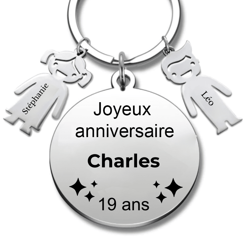 Le Porte - Clef "Joyeux anniversaire XXX 19 ans" - Prénom A Personnaliser - Les Bijoux de Marilou