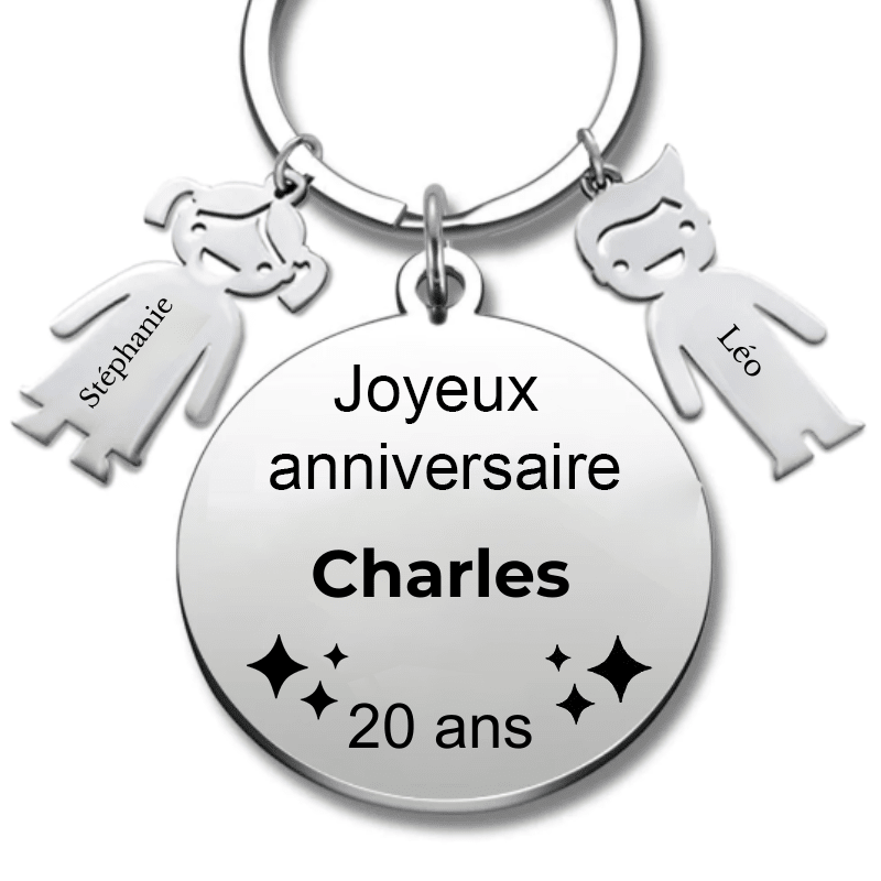 Le Porte - Clef "Joyeux anniversaire XXX 20 ans" - Prénom A Personnaliser - Les Bijoux de Marilou