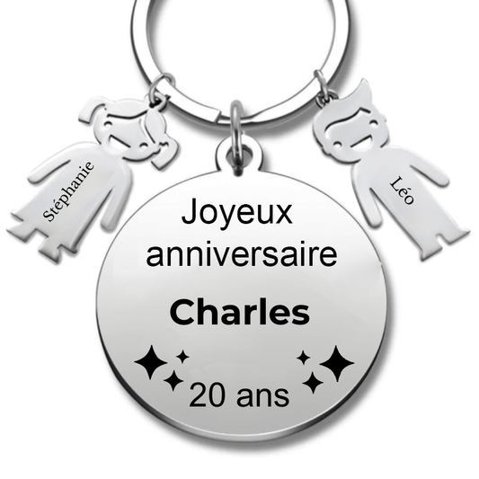 Le Porte - Clef "Joyeux anniversaire XXX 20 ans" - Prénom A Personnaliser - Les Bijoux de Marilou