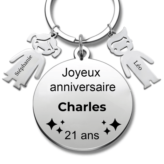 Le Porte - Clef "Joyeux anniversaire XXX 21 ans" - Prénom A Personnaliser - Les Bijoux de Marilou