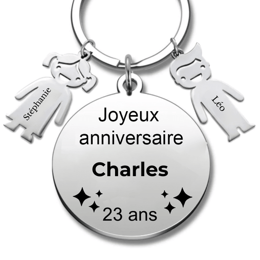 Le Porte - Clef "Joyeux anniversaire XXX 23 ans" - Prénom A Personnaliser - Les Bijoux de Marilou