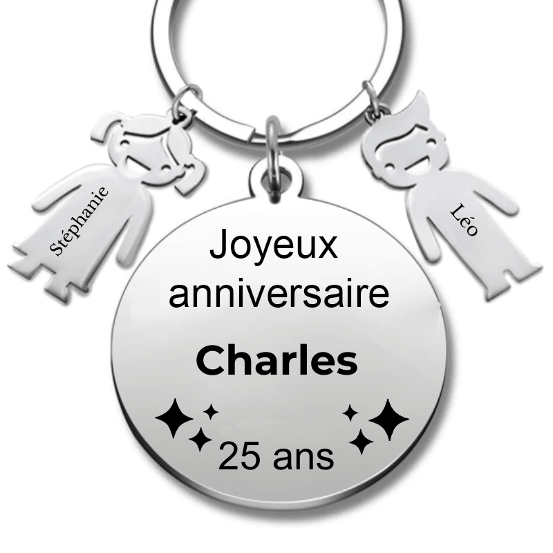 Le Porte - Clef "Joyeux anniversaire XXX 25 ans" - Prénom A Personnaliser - Les Bijoux de Marilou