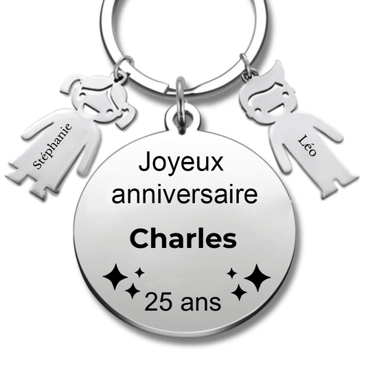 Le Porte - Clef "Joyeux anniversaire XXX 25 ans" - Prénom A Personnaliser - Les Bijoux de Marilou