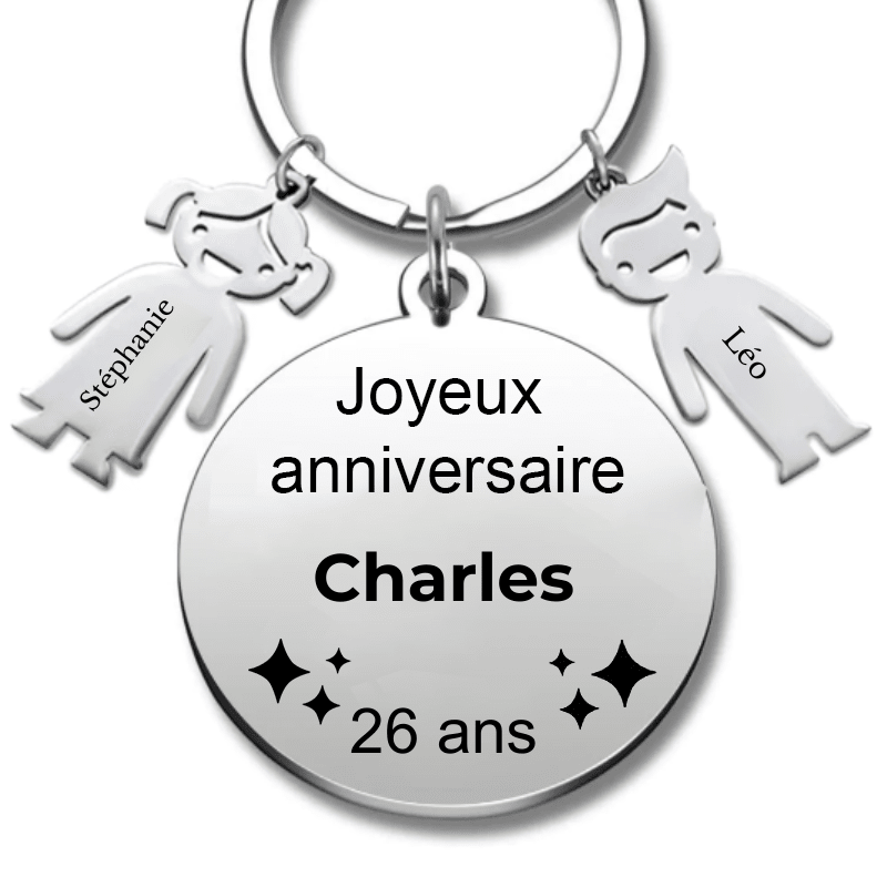 Le Porte - Clef "Joyeux anniversaire XXX 26 ans" - Prénom A Personnaliser - Les Bijoux de Marilou