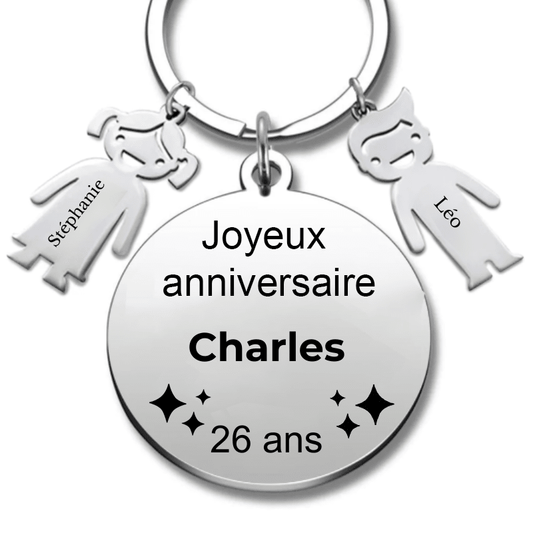 Le Porte - Clef "Joyeux anniversaire XXX 26 ans" - Prénom A Personnaliser - Les Bijoux de Marilou