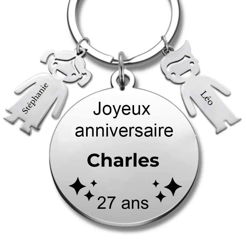 Le Porte - Clef "Joyeux anniversaire XXX 27 ans" - Prénom A Personnaliser - Les Bijoux de Marilou