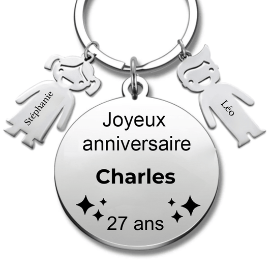Le Porte - Clef "Joyeux anniversaire XXX 27 ans" - Prénom A Personnaliser - Les Bijoux de Marilou