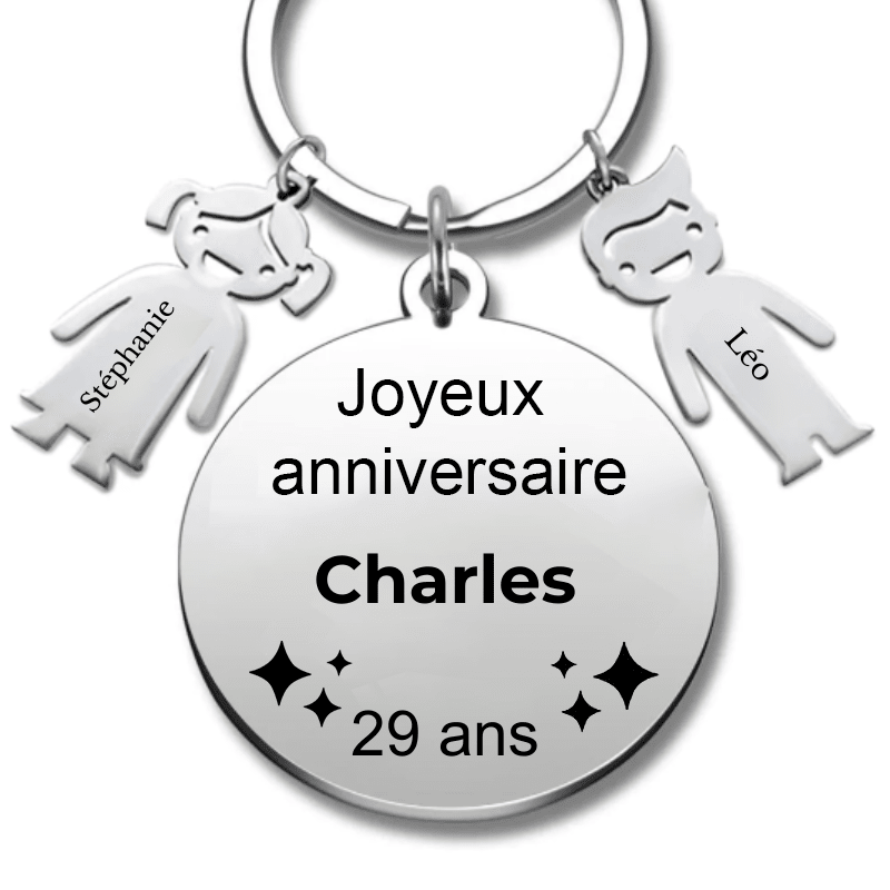 Le Porte - Clef "Joyeux anniversaire XXX 29 ans" - Prénom A Personnaliser - Les Bijoux de Marilou