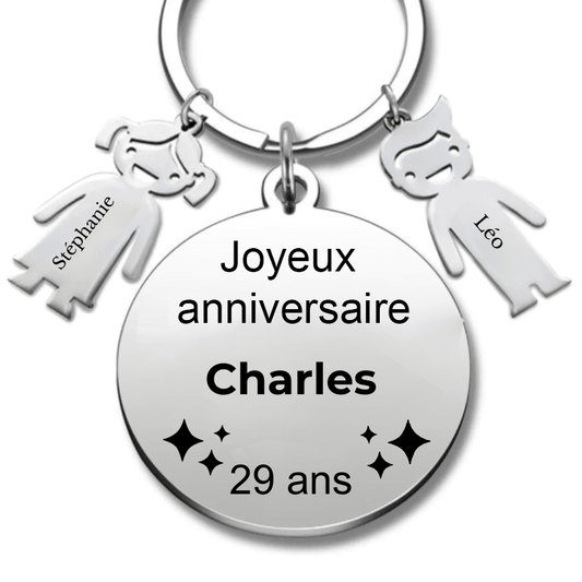 Le Porte - Clef "Joyeux anniversaire XXX 29 ans" - Prénom A Personnaliser - Les Bijoux de Marilou