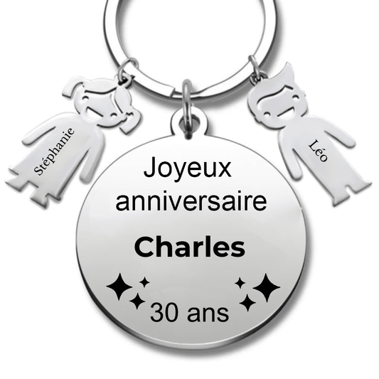 Le Porte - Clef "Joyeux anniversaire XXX 30 ans" - Prénom A Personnaliser - Les Bijoux de Marilou