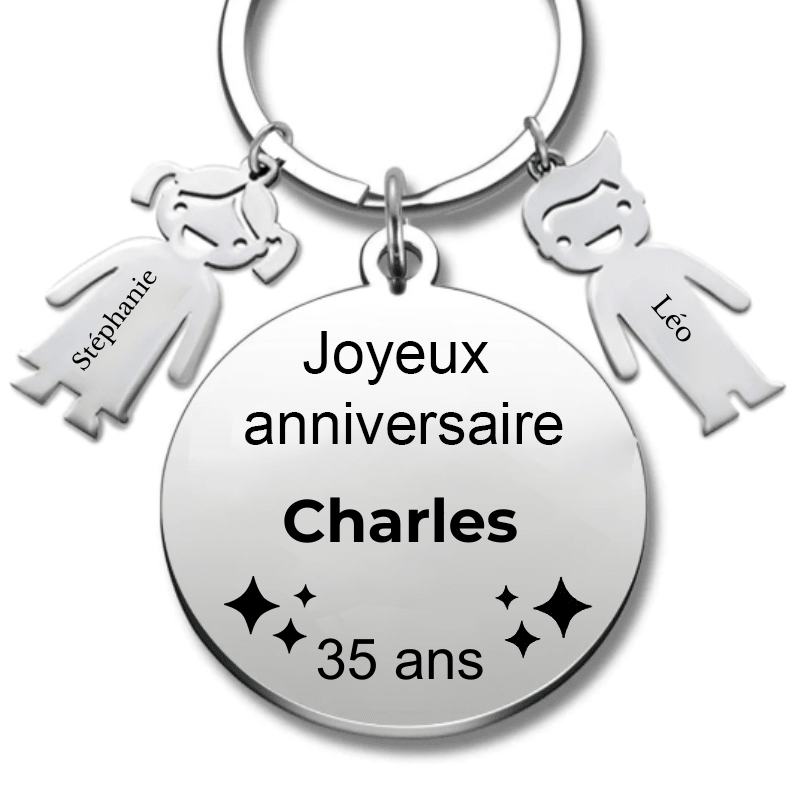 Le Porte - Clef "Joyeux anniversaire XXX 35 ans" - Prénom A Personnaliser - Les Bijoux de Marilou