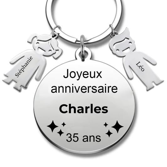 Le Porte - Clef "Joyeux anniversaire XXX 35 ans" - Prénom A Personnaliser - Les Bijoux de Marilou