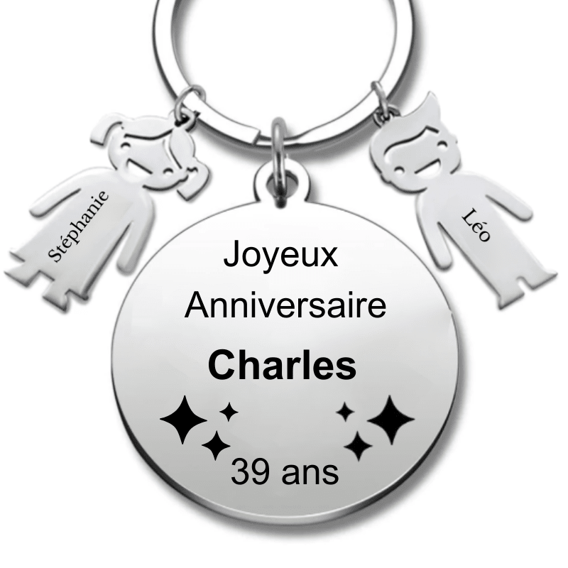 Le Porte - Clef "Joyeux anniversaire XXX 39 ans" - Prénom A Personnaliser - Les Bijoux de Marilou