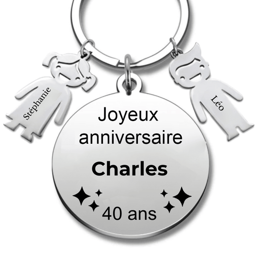 Le Porte - Clef "Joyeux anniversaire XXX 40 ans" - Prénom A Personnaliser - Les Bijoux de Marilou