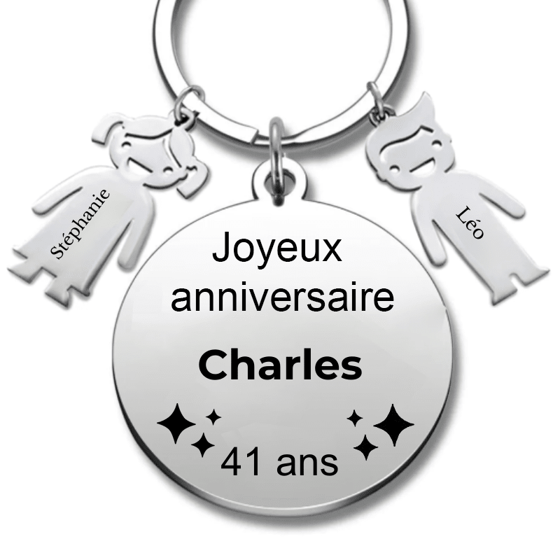 Le Porte - Clef "Joyeux anniversaire XXX 41 ans" - Prénom A Personnaliser - Les Bijoux de Marilou