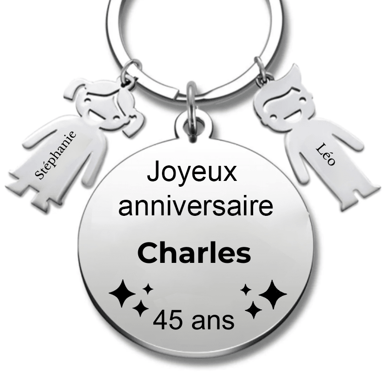 Le Porte - Clef "Joyeux anniversaire XXX 45 ans" - Prénom A Personnaliser - Les Bijoux de Marilou