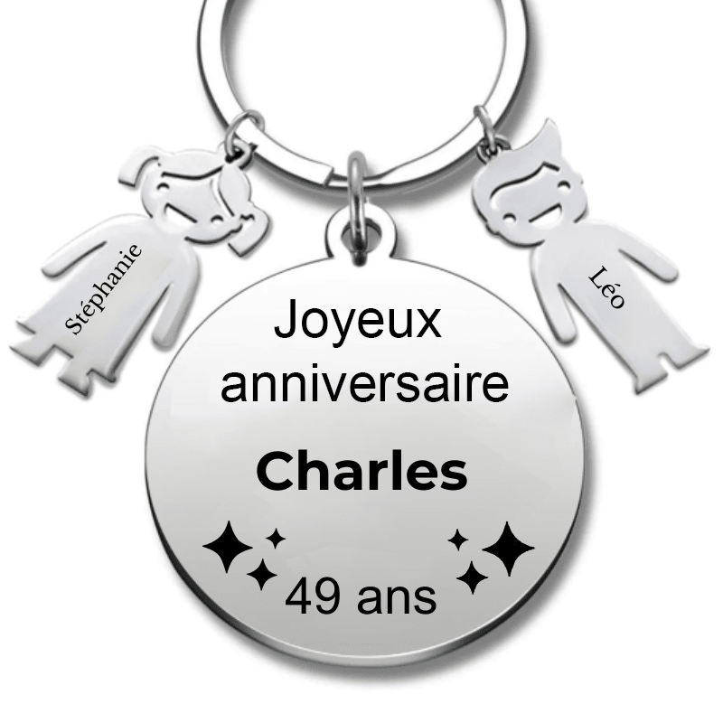 Le Porte - Clef "Joyeux anniversaire XXX 49 ans" - Prénom A Personnaliser - Les Bijoux de Marilou