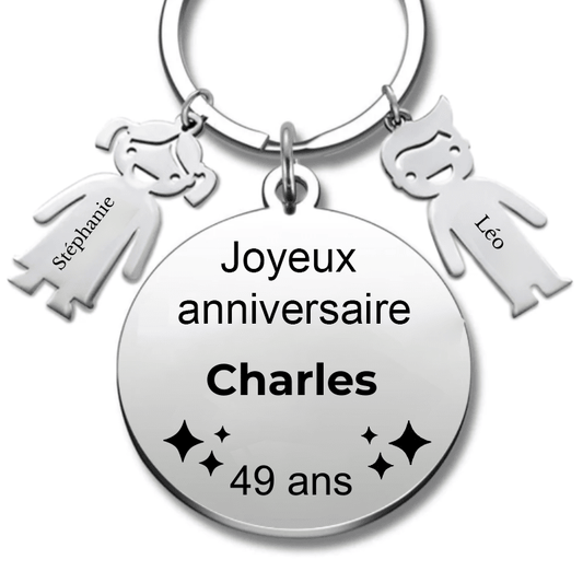 Le Porte - Clef "Joyeux anniversaire XXX 49 ans" - Prénom A Personnaliser - Les Bijoux de Marilou