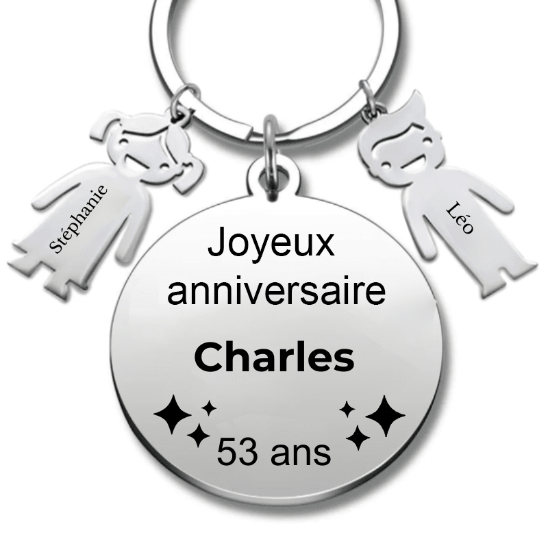 Le Porte - Clef "Joyeux anniversaire XXX 53 ans" - Prénom A Personnaliser - Les Bijoux de Marilou