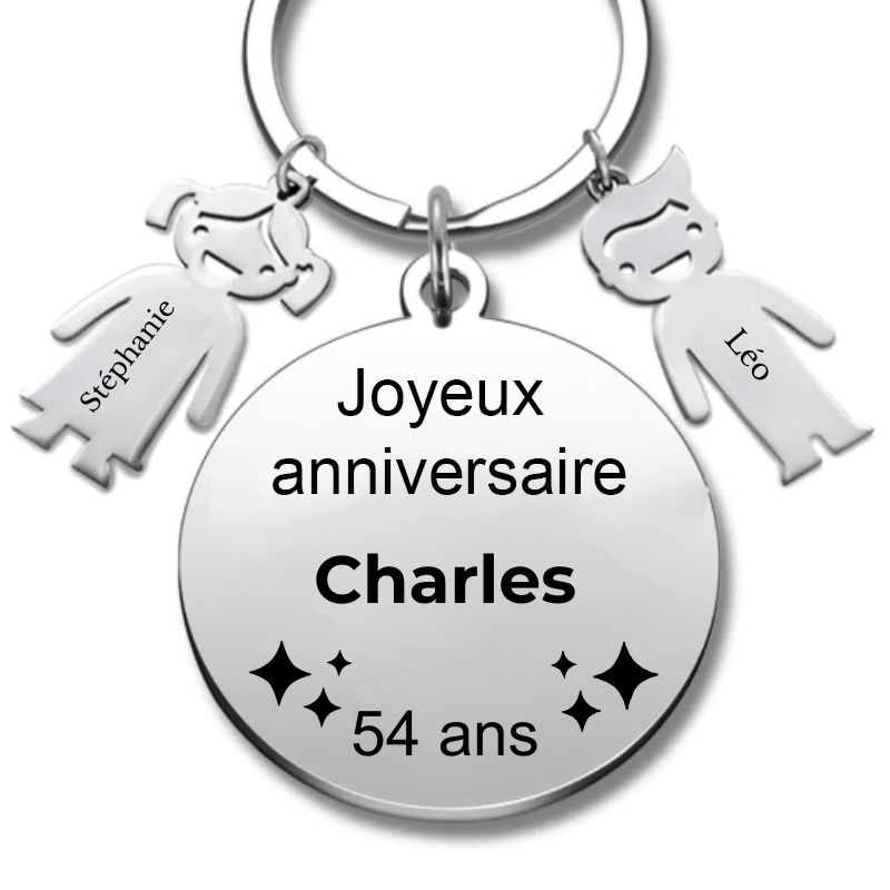 Le Porte - Clef "Joyeux anniversaire XXX 54 ans" - Prénom A Personnaliser - Les Bijoux de Marilou