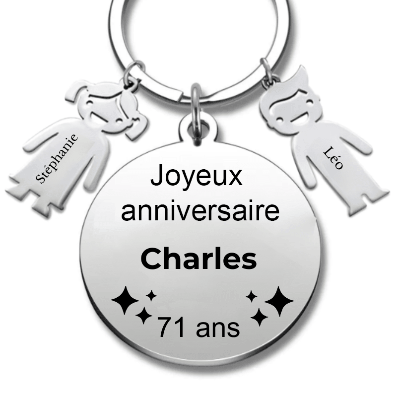 Le Porte - Clef "Joyeux anniversaire XXX 71 ans" - Prénom A Personnaliser - Les Bijoux de Marilou