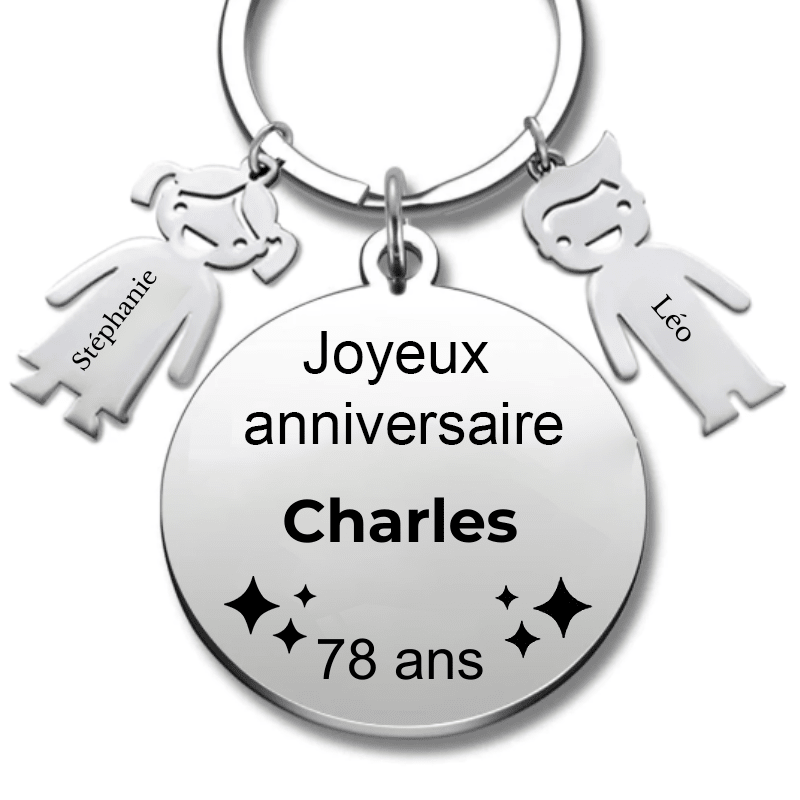 Le Porte - Clef "Joyeux anniversaire XXX 78 ans" - Prénom A Personnaliser - Les Bijoux de Marilou