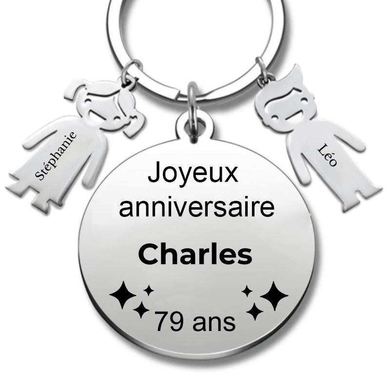 Le Porte - Clef "Joyeux anniversaire XXX 79 ans" - Prénom A Personnaliser - Les Bijoux de Marilou
