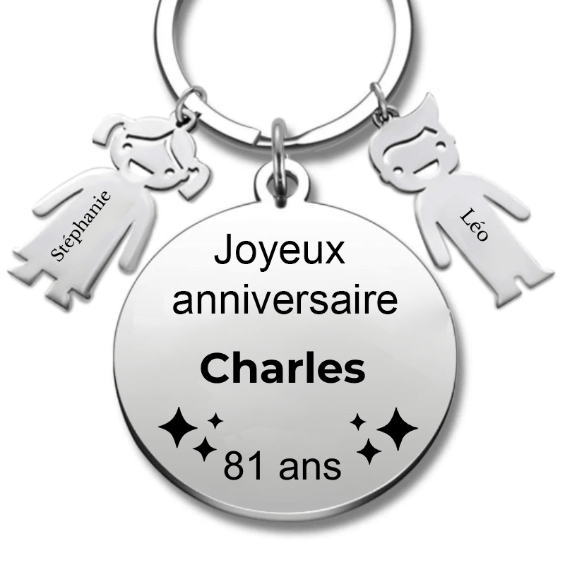 Le Porte - Clef "Joyeux anniversaire XXX 81 ans" - Prénom A Personnaliser - Les Bijoux de Marilou