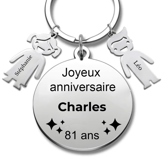 Le Porte - Clef "Joyeux anniversaire XXX 81 ans" - Prénom A Personnaliser - Les Bijoux de Marilou