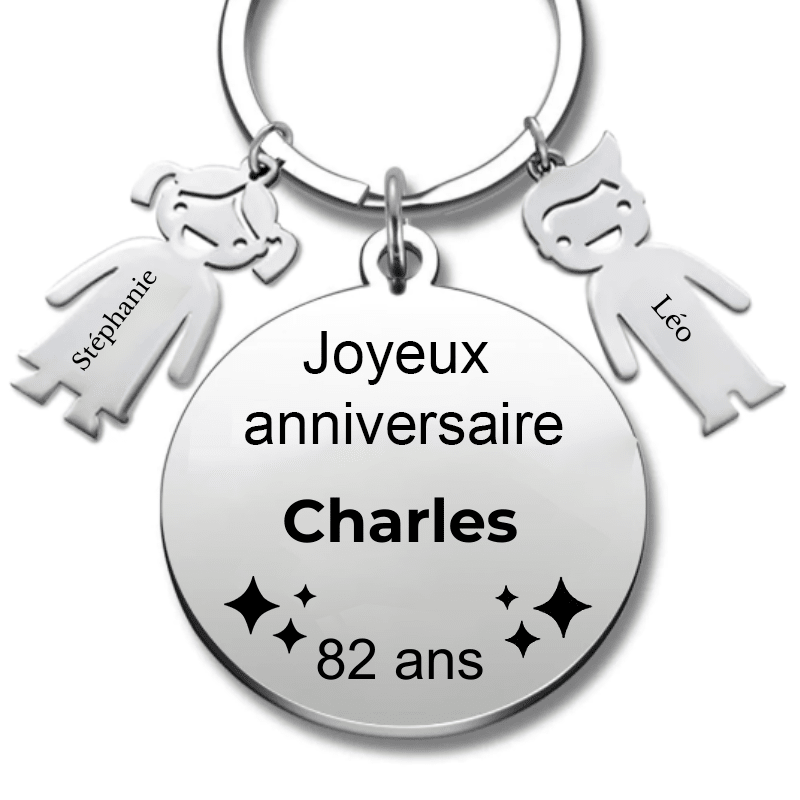 Le Porte - Clef "Joyeux anniversaire XXX 82 ans" - Prénom A Personnaliser - Les Bijoux de Marilou