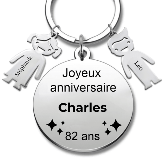 Le Porte - Clef "Joyeux anniversaire XXX 82 ans" - Prénom A Personnaliser - Les Bijoux de Marilou