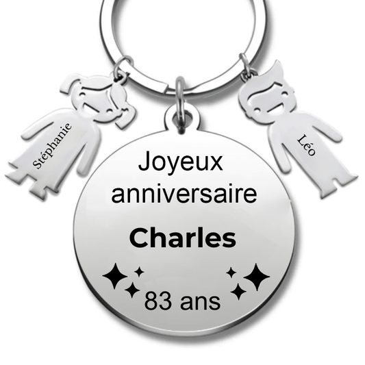 Le Porte - Clef "Joyeux anniversaire XXX 83 ans" - Prénom A Personnaliser - Les Bijoux de Marilou