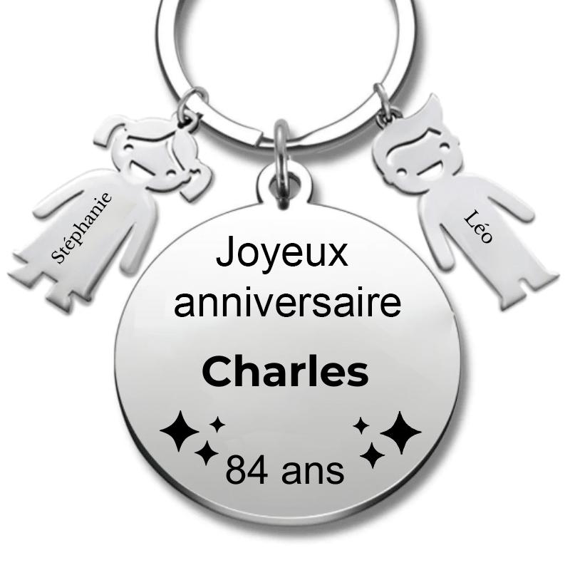 Le Porte - Clef "Joyeux anniversaire XXX 84 ans" - Prénom A Personnaliser - Les Bijoux de Marilou