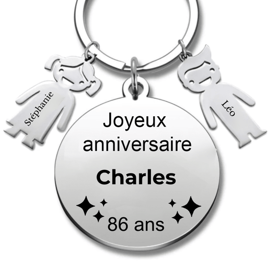 Le Porte - Clef "Joyeux anniversaire XXX 86 ans" - Prénom A Personnaliser - Les Bijoux de Marilou