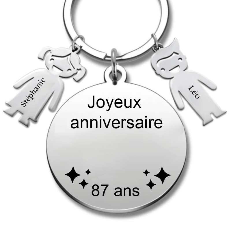 Le Porte - Clef "Joyeux anniversaire XXX 87 ans" - Prénom A Personnaliser - Les Bijoux de Marilou