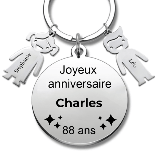 Le Porte - Clef "Joyeux anniversaire XXX 88 ans" - Prénom A Personnaliser - Les Bijoux de Marilou