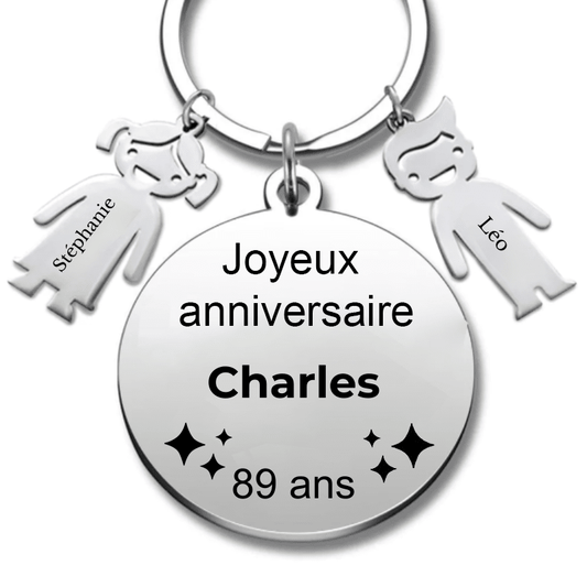 Le Porte - Clef "Joyeux anniversaire XXX 89 ans" - Prénom A Personnaliser - Les Bijoux de Marilou