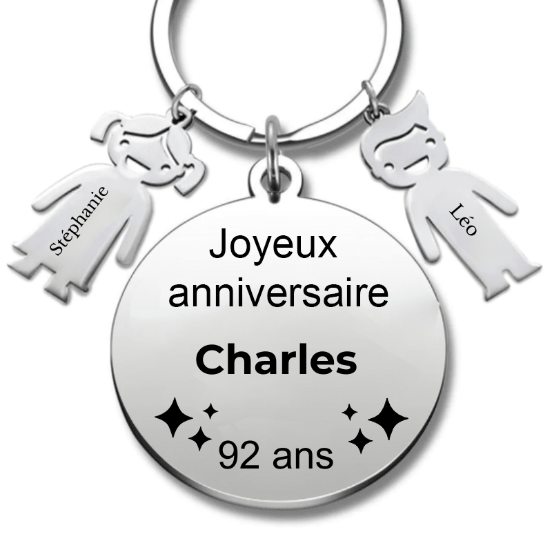 Le Porte - Clef "Joyeux anniversaire XXX 92 ans" - Prénom A Personnaliser - Les Bijoux de Marilou