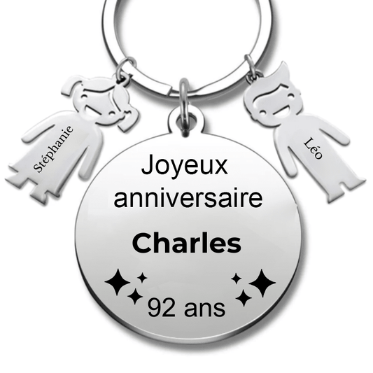 Le Porte - Clef "Joyeux anniversaire XXX 92 ans" - Prénom A Personnaliser - Les Bijoux de Marilou