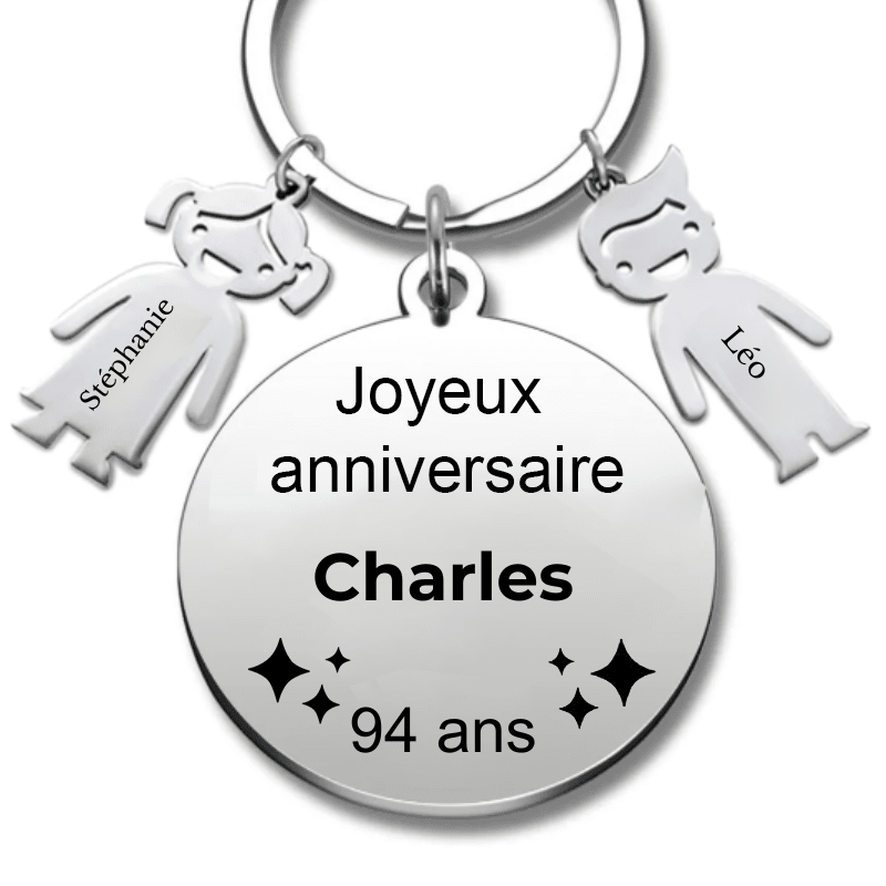 Le Porte - Clef "Joyeux anniversaire XXX 94 ans" - Prénom A Personnaliser - Les Bijoux de Marilou