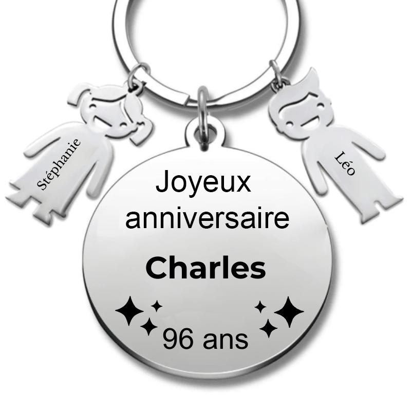 Le Porte - Clef "Joyeux anniversaire XXX 96 ans" - Prénom A Personnaliser - Les Bijoux de Marilou